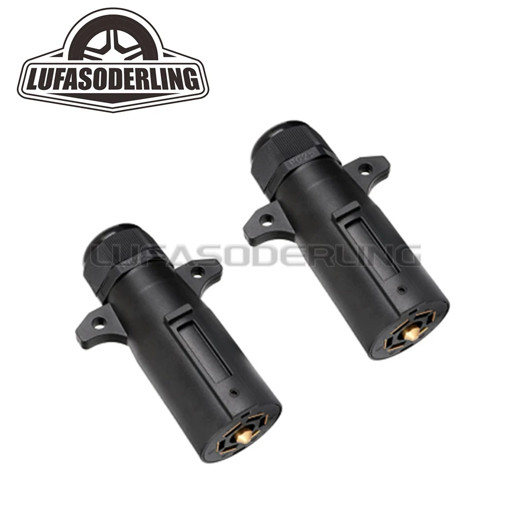 2pcs RV 7 Pin Trailer Connector, IP68 Waterproof, Detachable 7 Way Round Plug for Truck Trailer Wiring