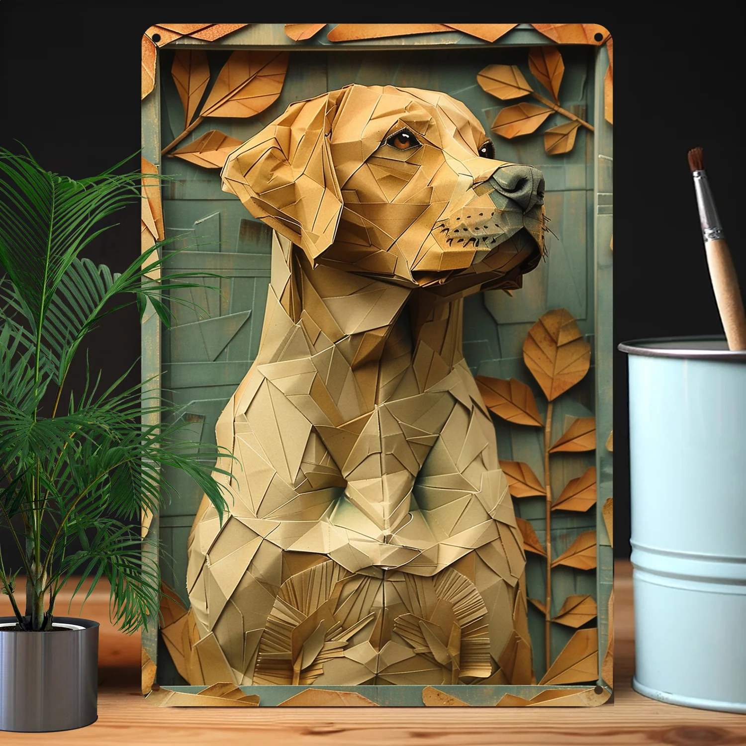 Labrador Retriever Wall Art, Metal Sign, Higher Bending Resistance, Geometric Design, Dog Themed Decor for Office, Classroom