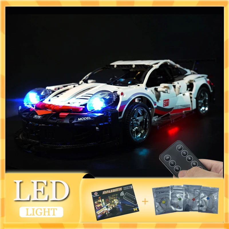 Kit Lampu LED RC DIY untuk LEGO 42096 20097 Mobil Sport RSR Teknis (Hanya Lampu LED, Tanpa Model Blok)