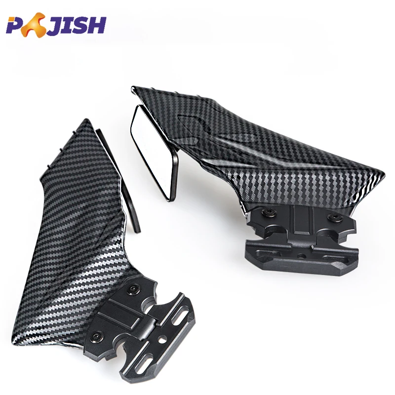 Universal Motorcycle Modified Parts ABS Material Adjustable Side Mirror Sports Bicycles Carbon Fiber Fixed Wing Rearview Mirrors