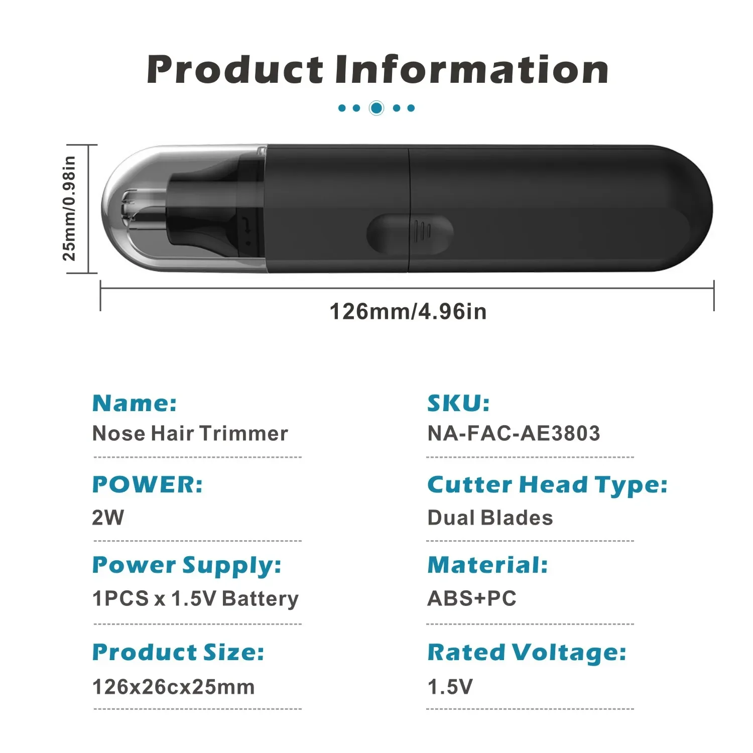 2-in-1 Battery-Powered Nose & Ear Hair Trimmer - Safe Personal Grooming Tool for Men and Women, Portable Design
