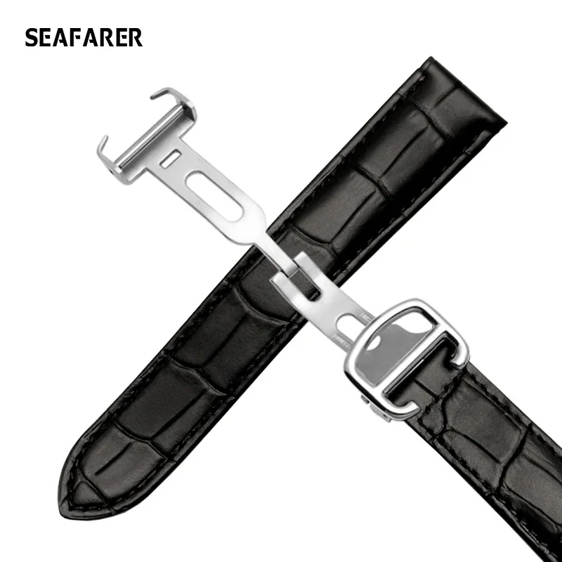 For Omega Watch Speed Seamaster Band Straps Men Deployant Clasp Black Brown Watchband Bracelet Belt 18mm 20mm 22mm Leather