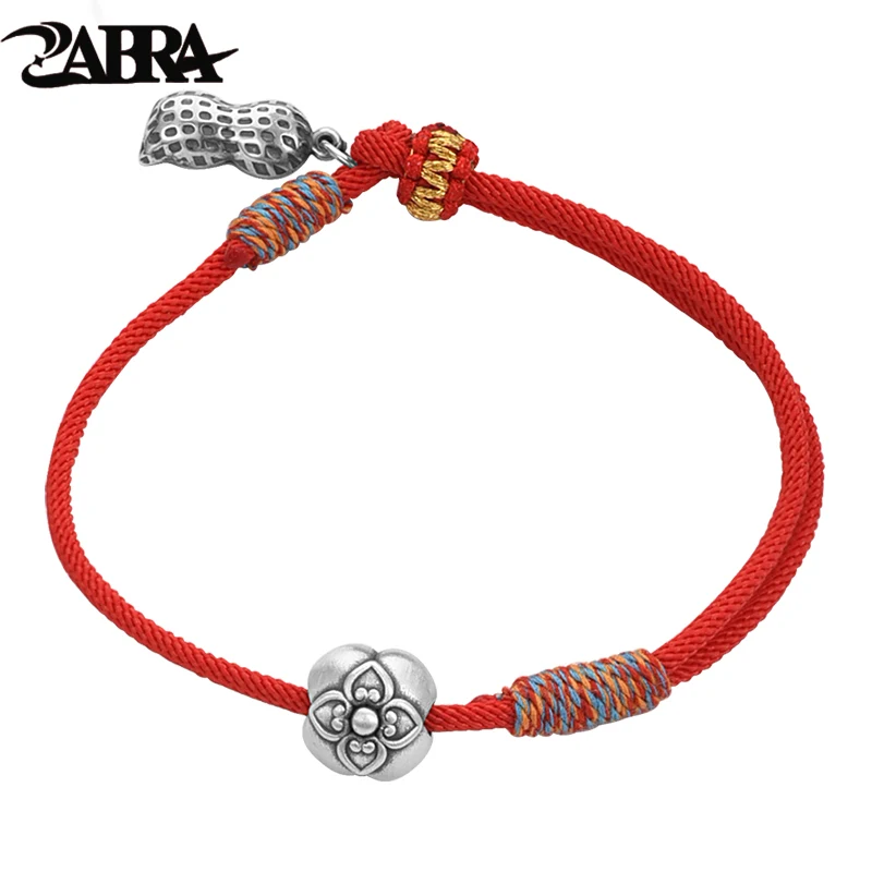 ZABRA 999 Pure Silver Red Rope Bracelet for Men and Women's New Chinese Dragon Primordial Year Red Bracelet