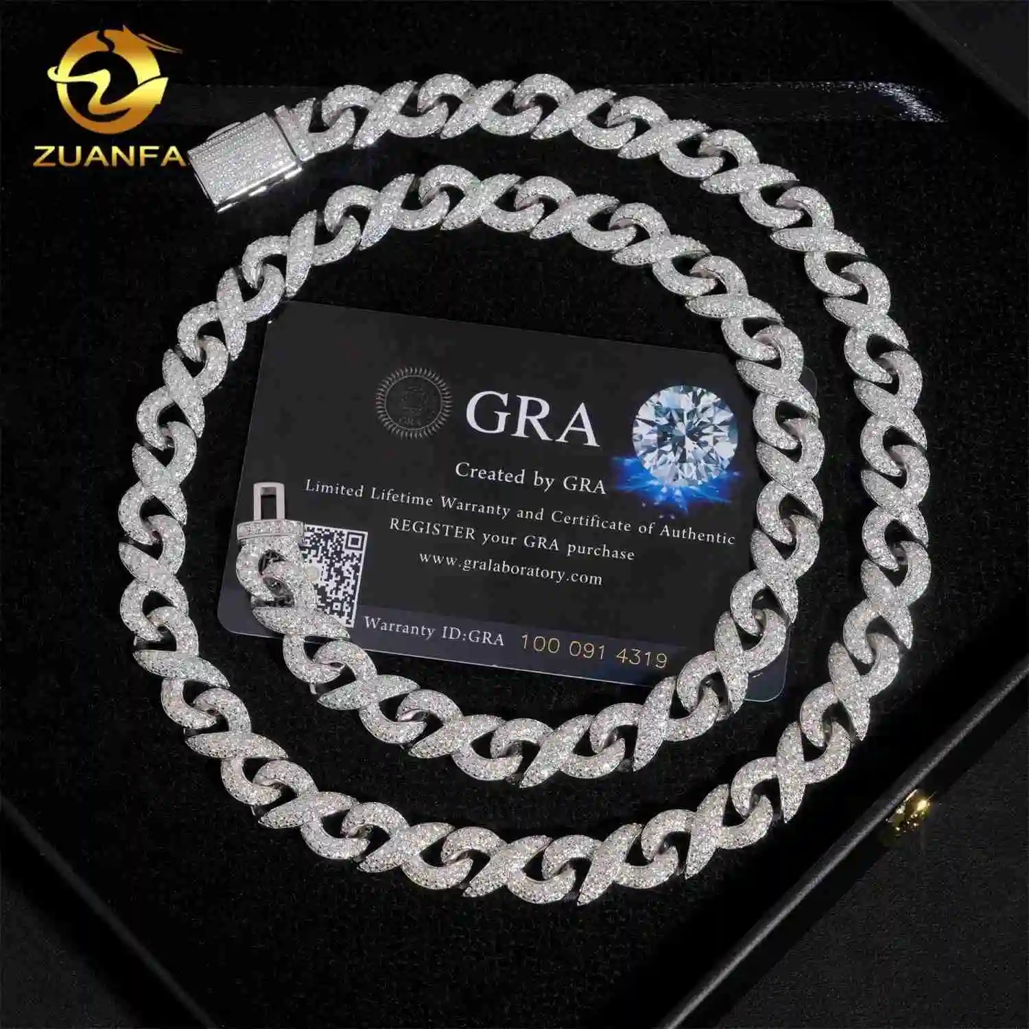 Hip Moissanite Hop Jewelry Trendy New Iced Out Cuban Chain 925 Silver 10mm Infinity Necklace..