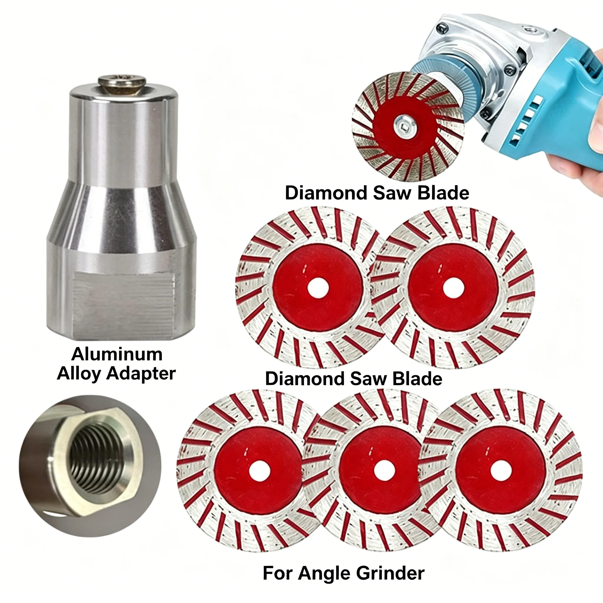 Diamond Turbo Saw Blades Connecting Rod M14 Thread Screws Diamond Cutting Discs for Stone Carving Slotting Lettering DIY Tool
