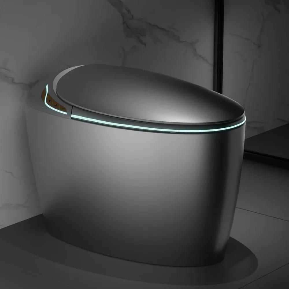 Luxury Smart Toilet with Bidet Seat, Elongated Egg Shaped Modern Design, Auto Open Auto Flush, Adjusted Heated Seat