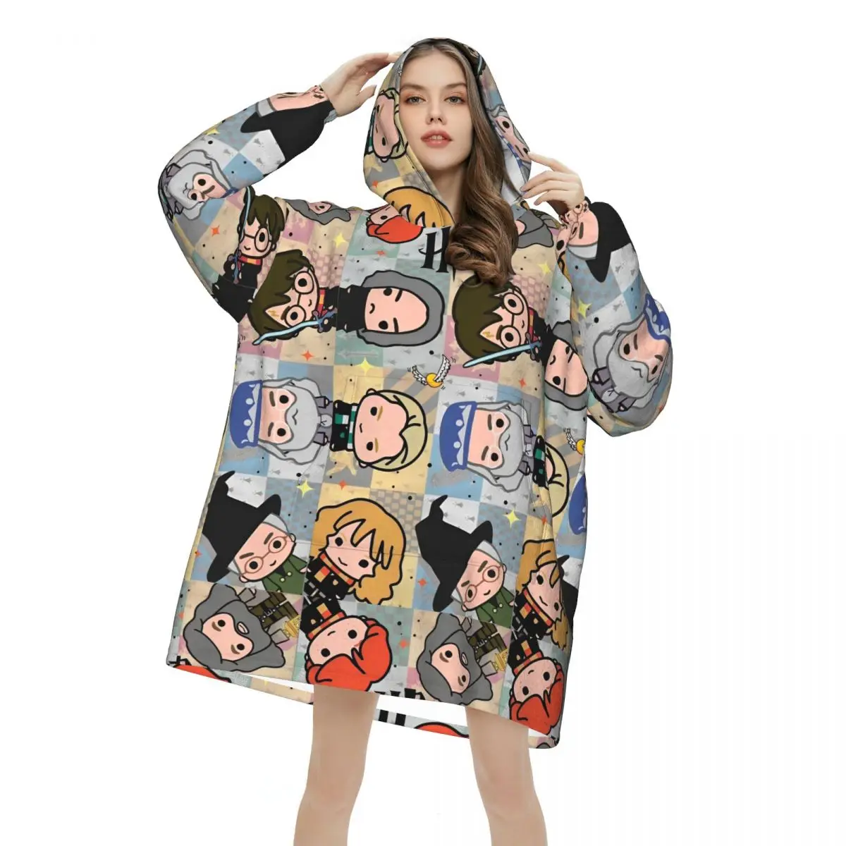 

Harrys Potters Magic School Blanket Hoodie Wearable Blanket Large with Pocket Warm Sleeping Bag Soft Cozy Onesie