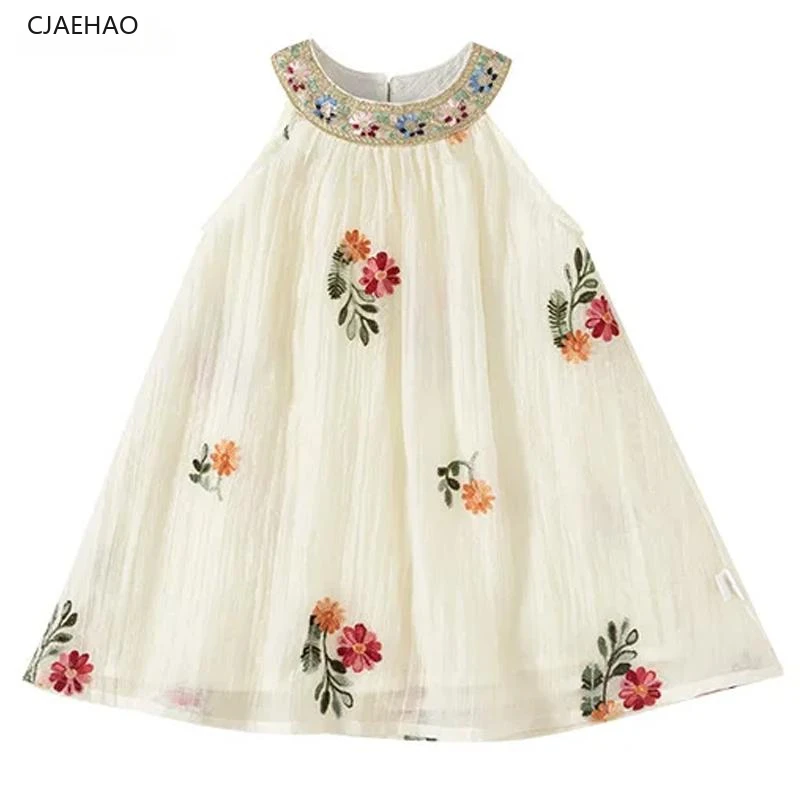 

ICJAEHAO 2024 Children Flower Beige Princess Dress 1-10 Years Girl Wedding Princess Party Dresses Kid Costume Clothes Vestidos