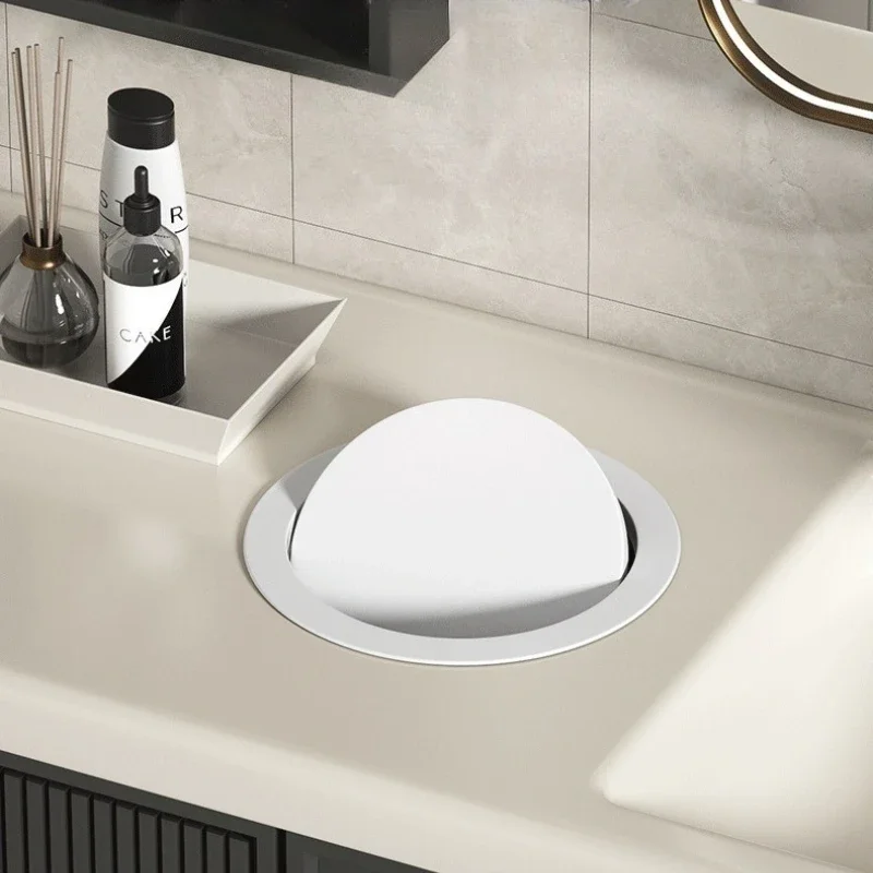 Built In Countertop Trash Can Stainless Steel Embedded Large Capacity Kitchen Garbage Bin with Lid Clean Home Daily Use 쓰레기통