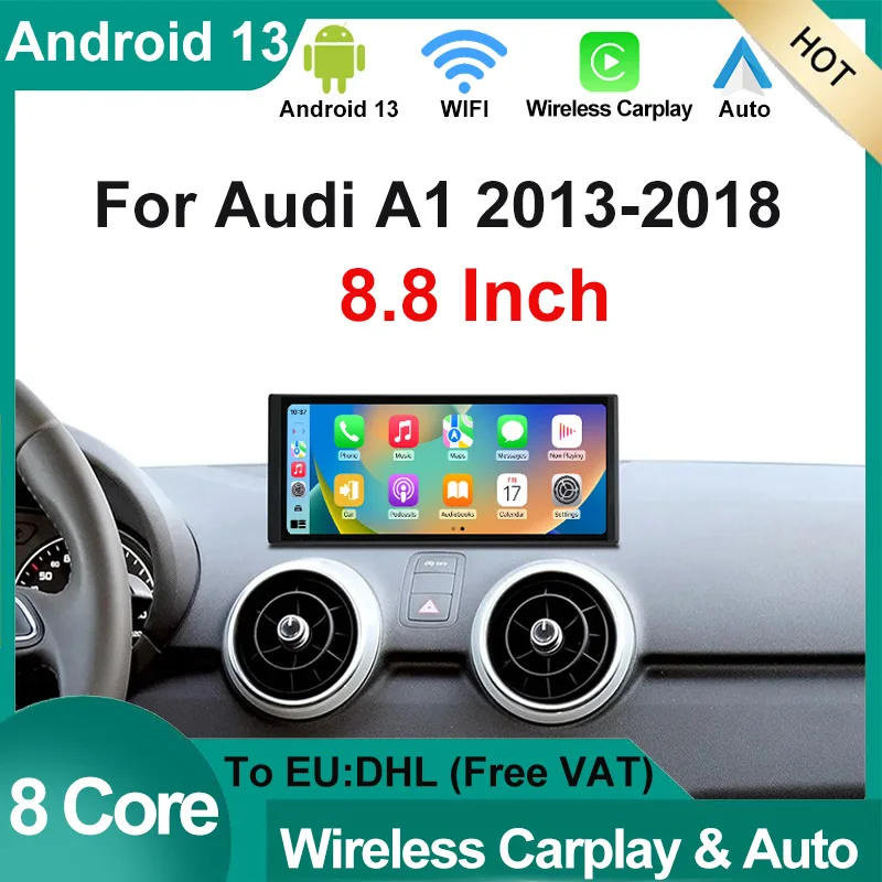 

8.8'' 8 Core Android 13 Car Radio System Stereo For Audi A1 Q2 Multimedia Player WIFI Carplay Auto SIM Google GPS Touch Screen