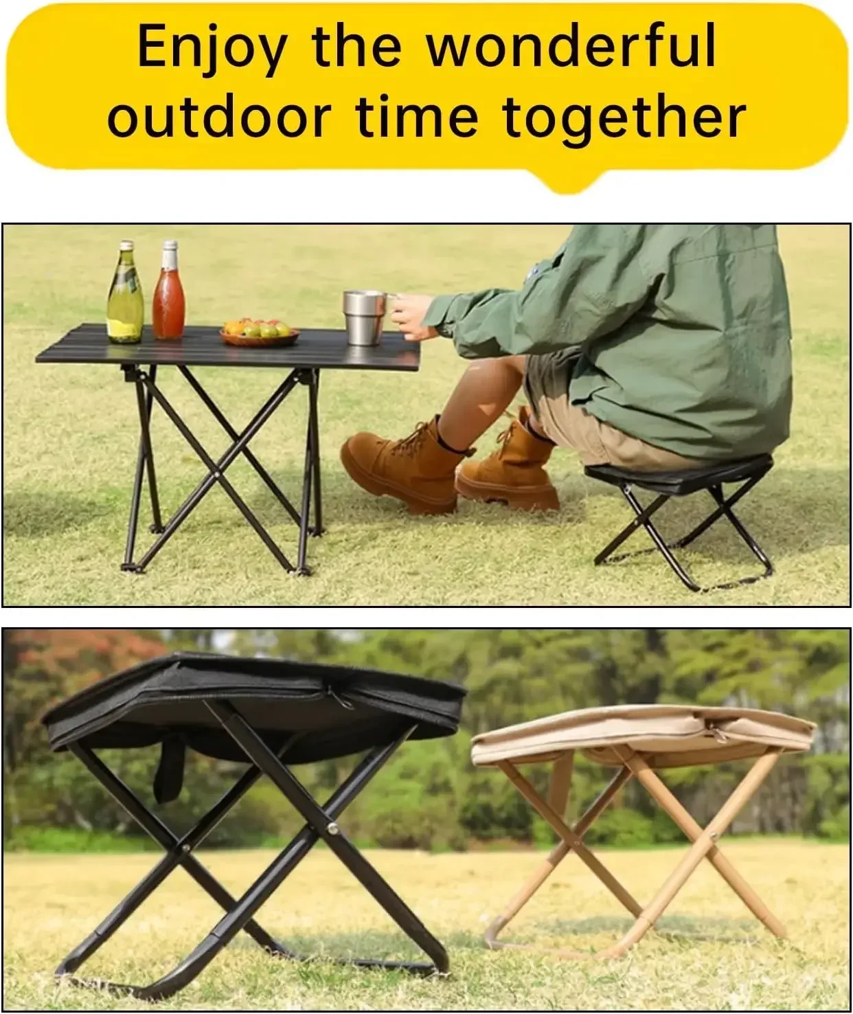 Multifunctional Outdoor Folding Chair Handbag Style Aluminum Alloy Ultra-Light Folding Stool for Camping Hiking BBQ Fishing