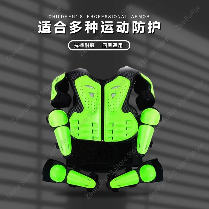 Kids Youth Protective Gear Set Anti‑Fall Wear‑Resistant Knee Elbow Pads Safety Body Armor ForMotorcycle Dirt Bike Scooter Sports