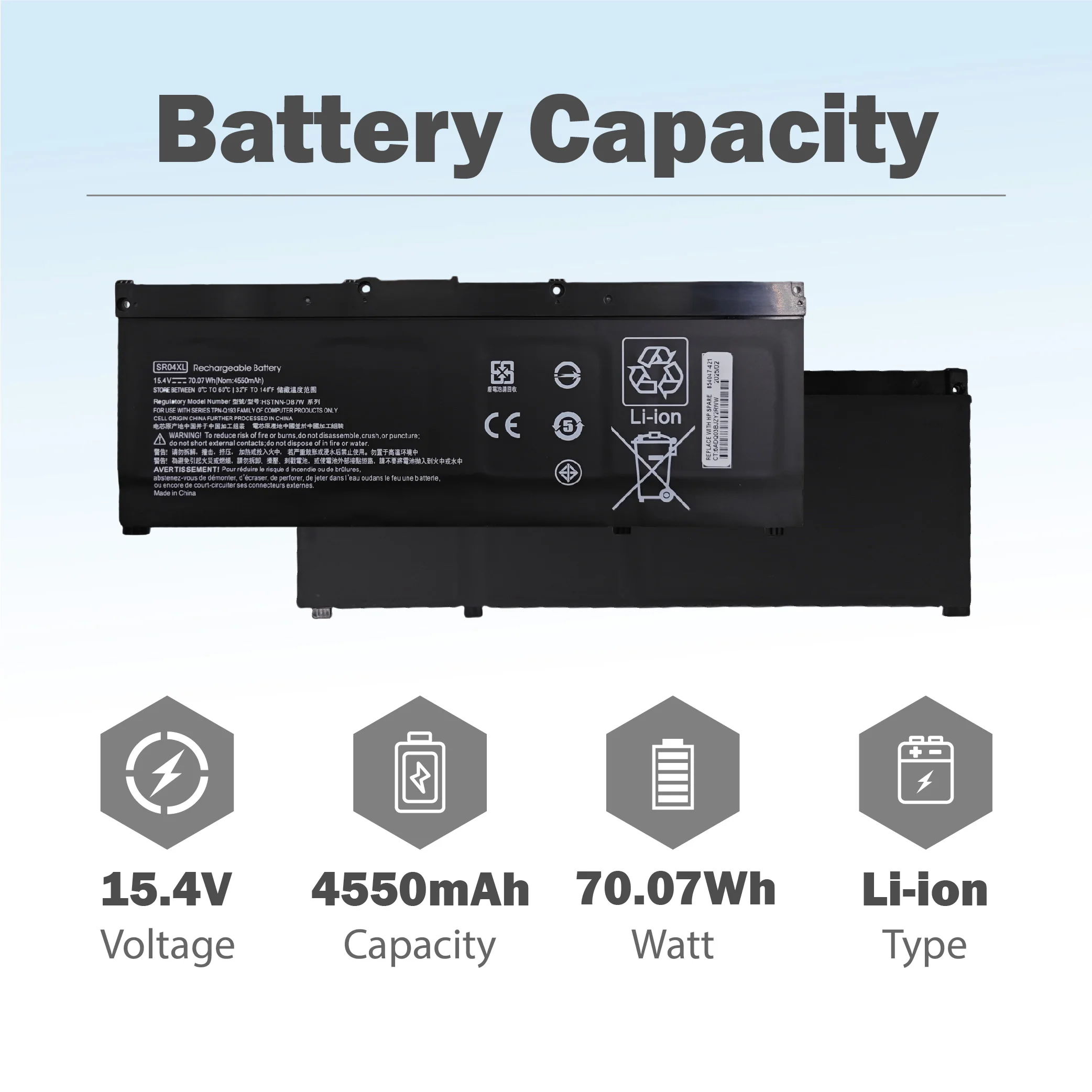 SR04XL 15,4 V 4550 mAh Laptop-Akku für HP 917678-171 917678-1B1 917678-2B1 917724-855 HSTNN-DB7W HSTNN-IB7Z HSTN