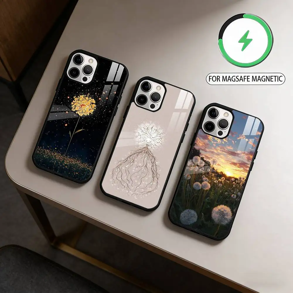 

Spring Dandelion Blossom Magnetic For Magsafe Wireless Charging Phone Case For iPhone17,16,15,14,13,12,11 Plus,Pro Max