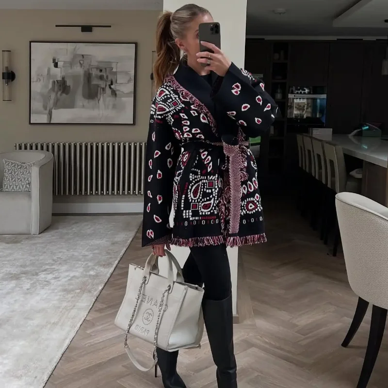 Elegant Knit Jacquard Tassel Belt Cardigan Women Lace Up Lapel Long Sleeve Warm Sweater 2026 Autumn Winter Lady Knitwears New 23 S5beef12a10974a9cb818a6b34c9bdbdd8