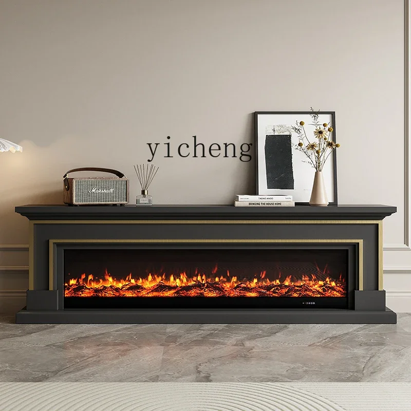 BB Light Luxury Modern Solid Wood Fireplace TV Cabinet Living Room Home Simulation Flame Heating Fireplace Curio Cabinet