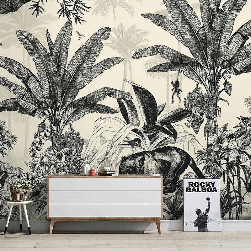 

Hand drawn French wallpaper new wall paper TV background wall bedroom dining room high-end customized mural