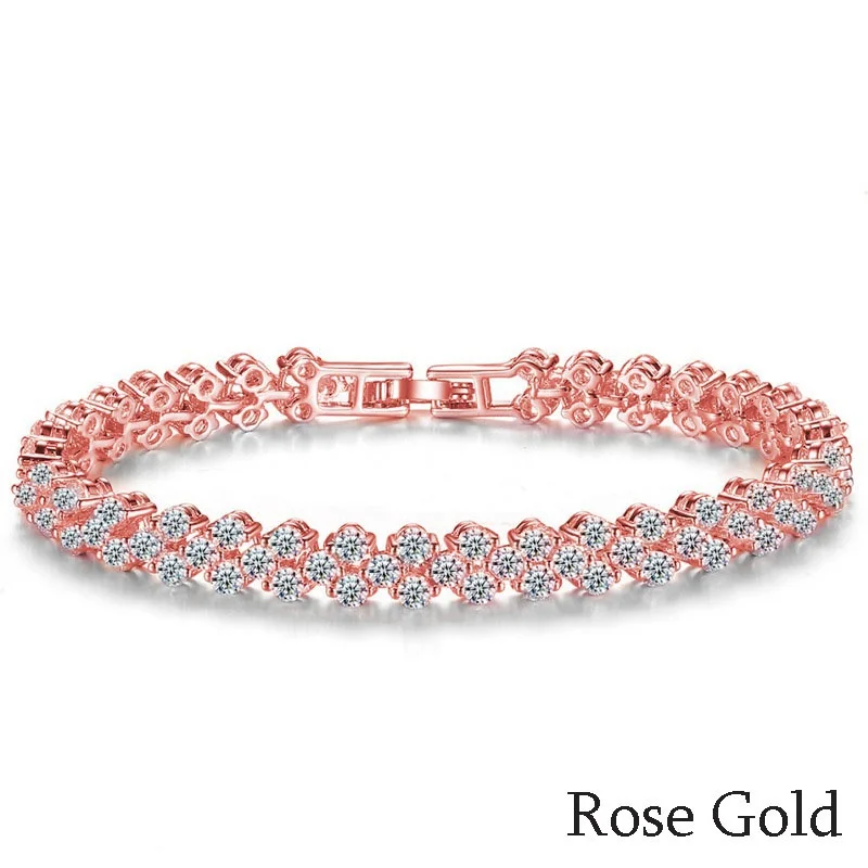 Luxury Full Rhinestones Crystal Bracelet for Women Ladies Roman Bracelet Bride Wedding Party Mother\'s Day Gift Jewelry Pulseras