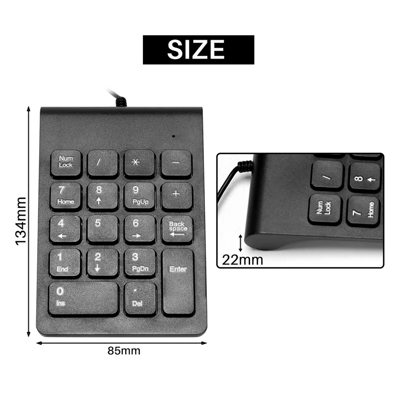 Mini USB Wired Numeric Keypad Numpad 18 Keys Digital Keyboard For Accounting Teller Laptop Windows Android Notebook Tablets PC