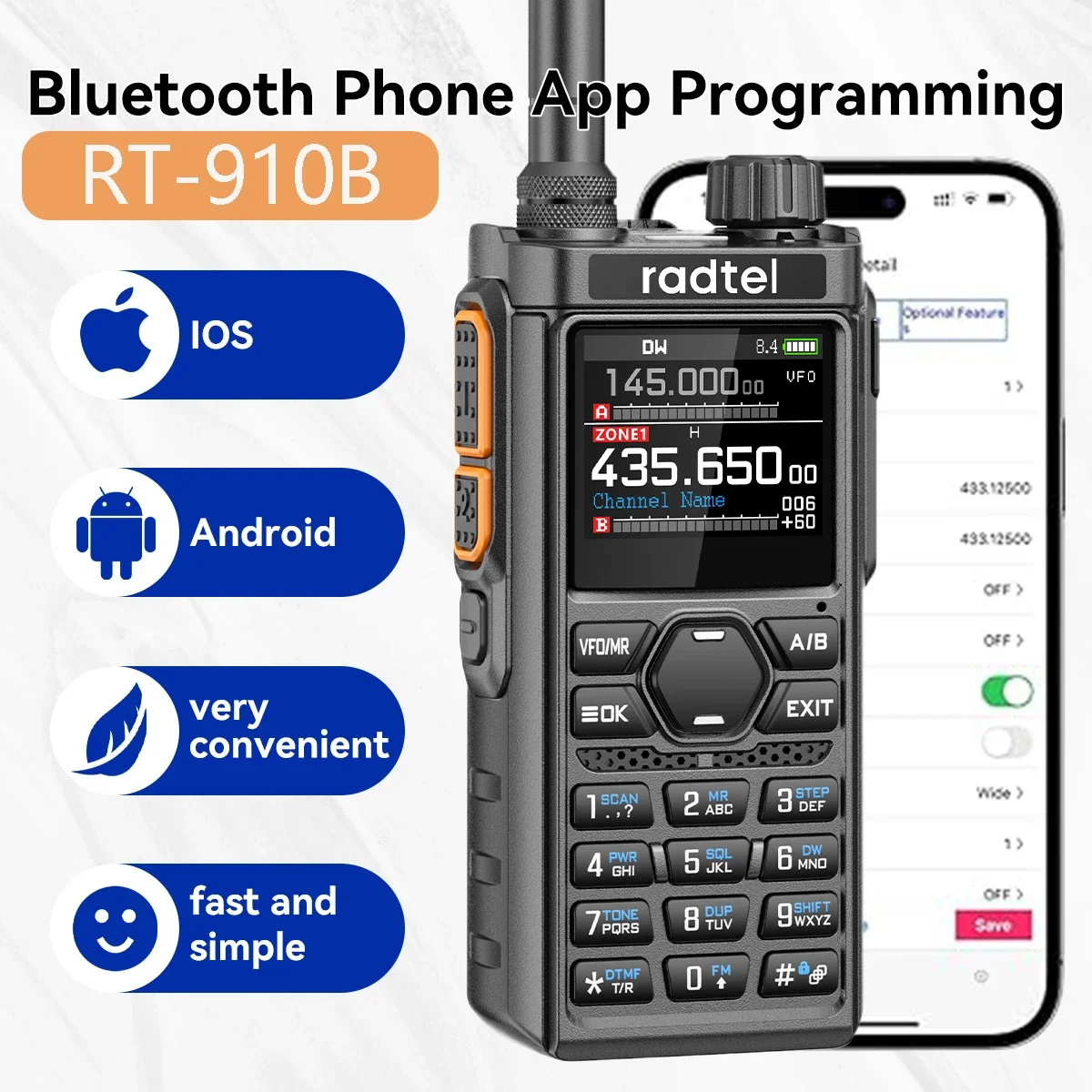 yZ[zRadtel RT-910B 45-59Mhz TX RXgV[o[ 960`lAAM/FMAGAohA^CvCXyNgABluetoothmCY_NVANOAA