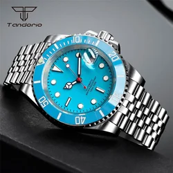 Tandorio NH35 Sky Blue Dial Sapphire Stainless Steel 40mm Mechanical Automatic Watch Date 120 Clicks Bezel Men's Wristwatch Lume