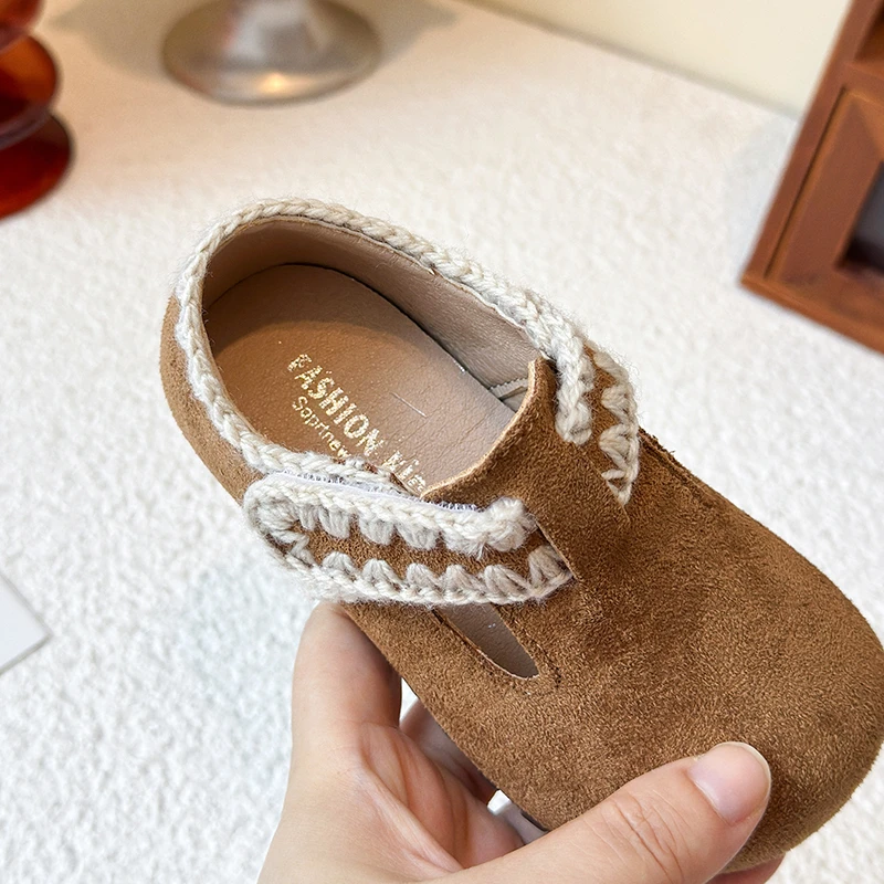 

Children Fashion Leather Shoes Retro Style Spring Autumn Girls Causal Shoes 2026 New Kids Princess School Flat Shoes Soft Bottom
