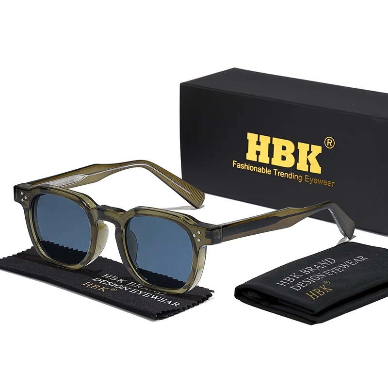 

HBK Fashion Men Sunglasses Small Frame Square Personalized Design Sun Glasses Women Travel Party Business Festival Gift