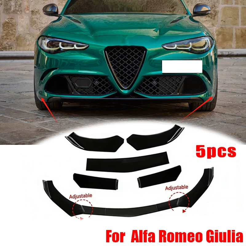 

5Pcs ABS Material Universal Car Front Bumper Separator Bumper Lip Body Kit Duck Lip Separator For Alfa Romeo Giulia Accessories