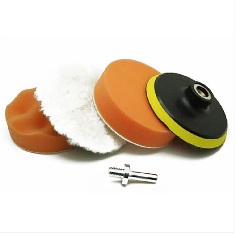 4“ ​Gross ​Polish Polishing Buffer Pad Sponge Compound Waxing Polishing Wheel Tool Sponge Pad Drill Adapter Polisher Kit Set
