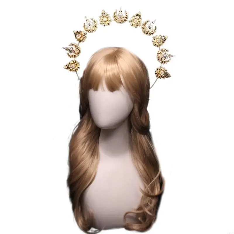 

M6CD Women Tiaras Headband Handmade Kits Bag Crowns Hairband Party Costume Vintage Church Hairhoop Female Hair Accessories