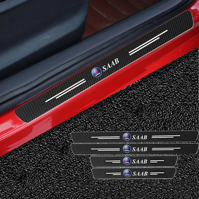 

For SAAB SCANIA 95 93 9000 900 9-7 600 99 9-X 97X Turbo X Monster 9-2X GT750 92 Car Door Sill Scuff Plate Carbon Fiber Stickers