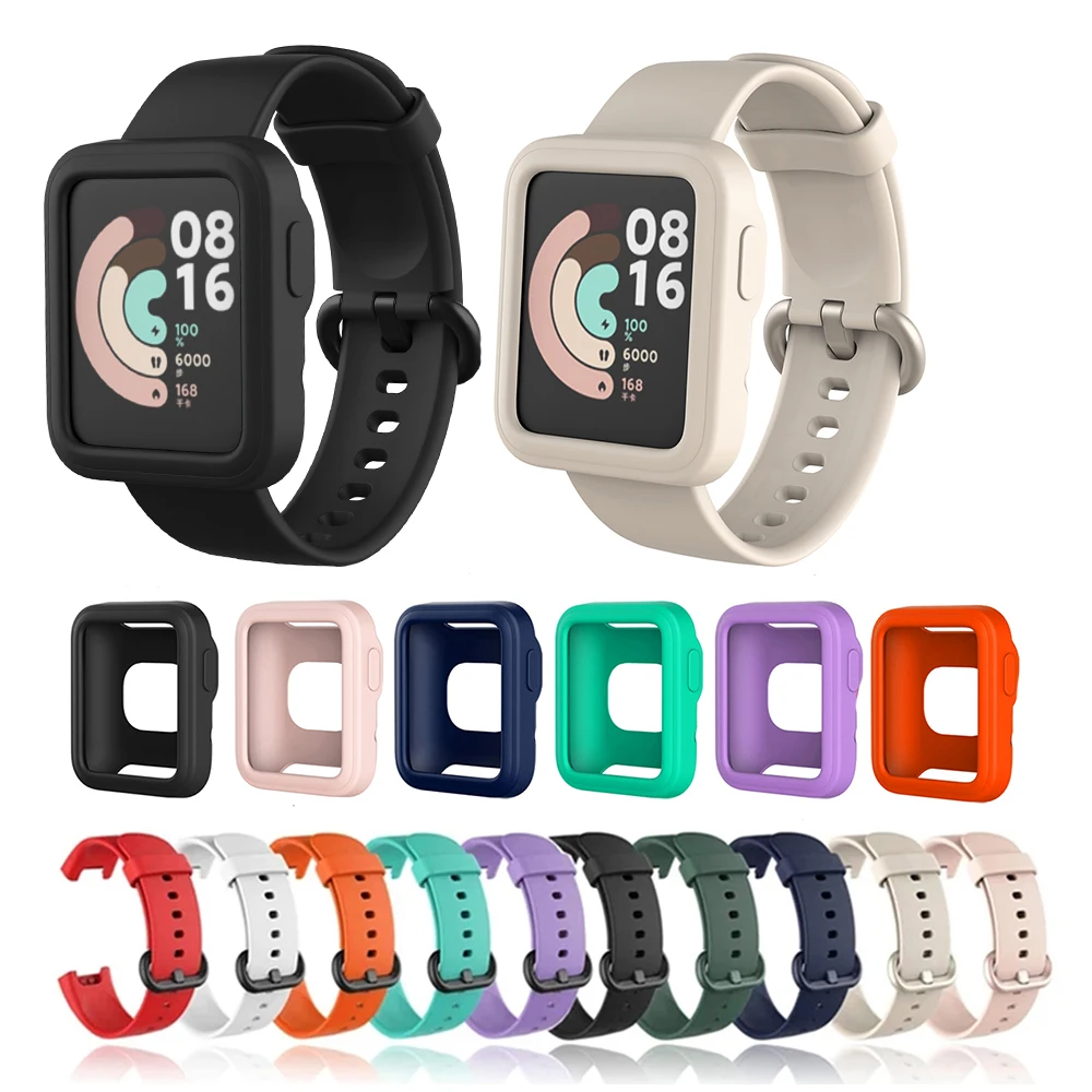 Capa protetora de silicone e pulseira para Xiaomi Mi Watch, Lite Pulseira, Pulseira para Redmi 1 Wrist Band