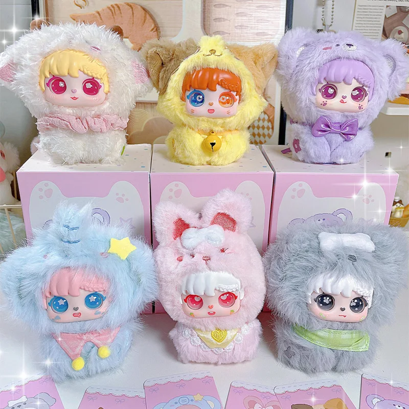 サンミハンドインハンドシリーズブラインドボックスキュートバニーアニメビニールぬいぐるみサプライズバッグかわいい虎猫人形ペンダントミステリーボックストイズ