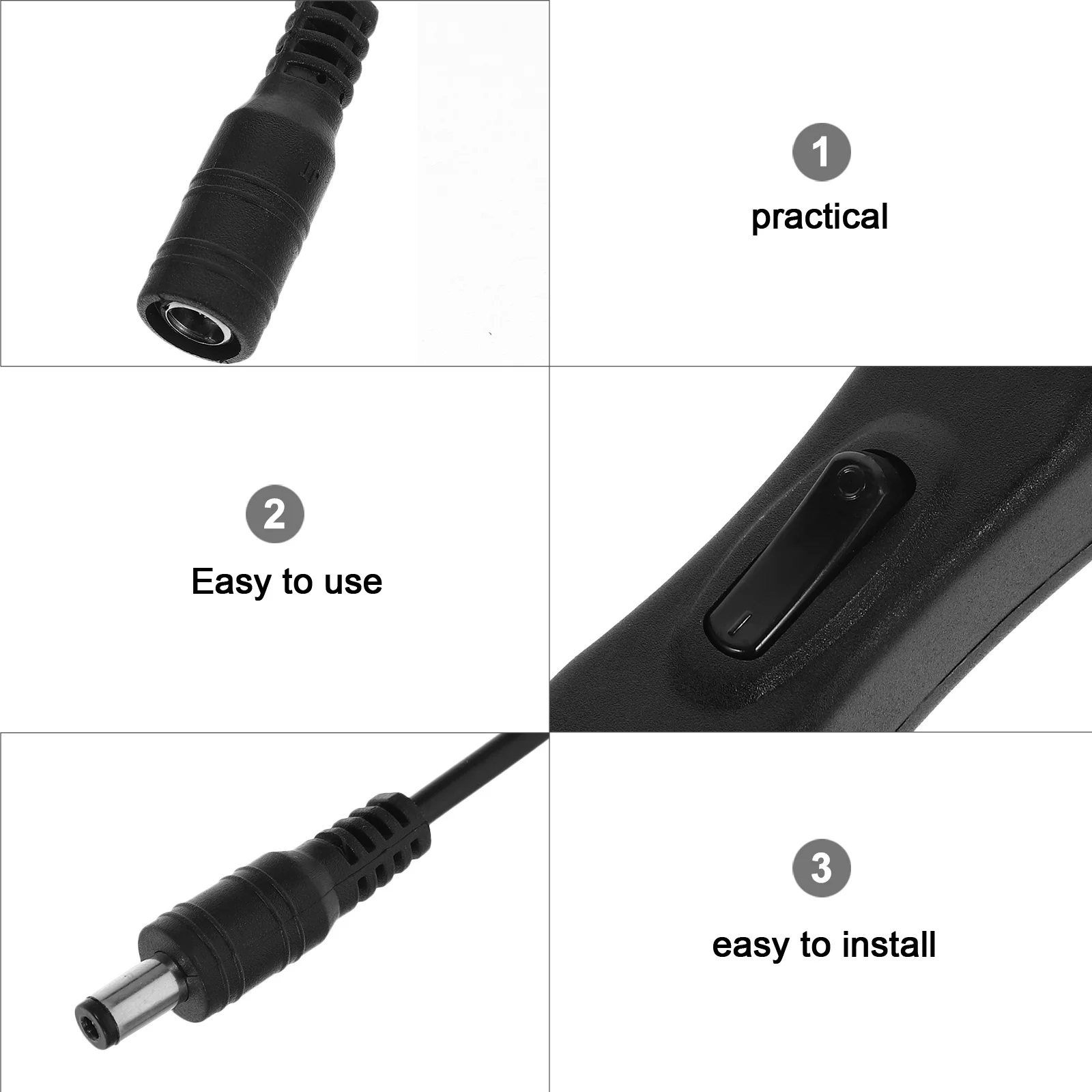 

4pcs Led Strip Light Cable Dc Inline Control Switch For Advertising Light Thickened Copper Wire Power Support Cord Switch