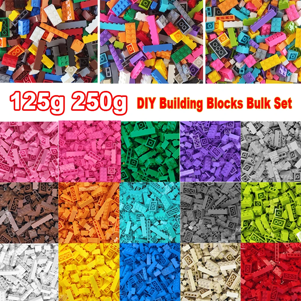 

125 г/250 г DIY строительные блоки, оптовый набор, городские классические кирпичи, красочная сборка, креативная игрушка, развивающая интерактивная игрушка для детей