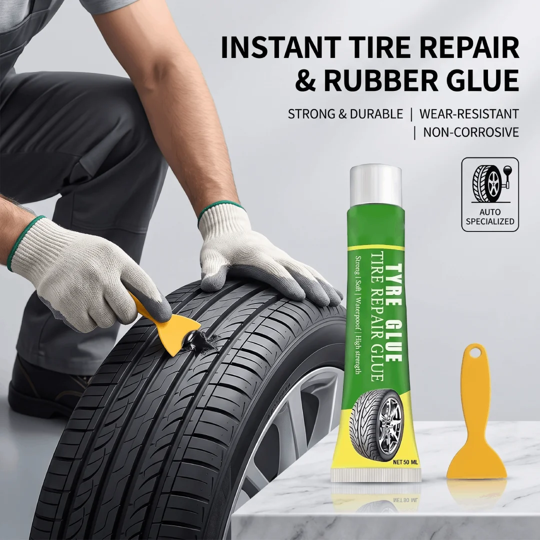 Ultra Fast-Drying Watertight Rubber Cement Strong Adhesive Tire Crack Sealer Wear-Resistant Non-Toxic Auto Repair Bond