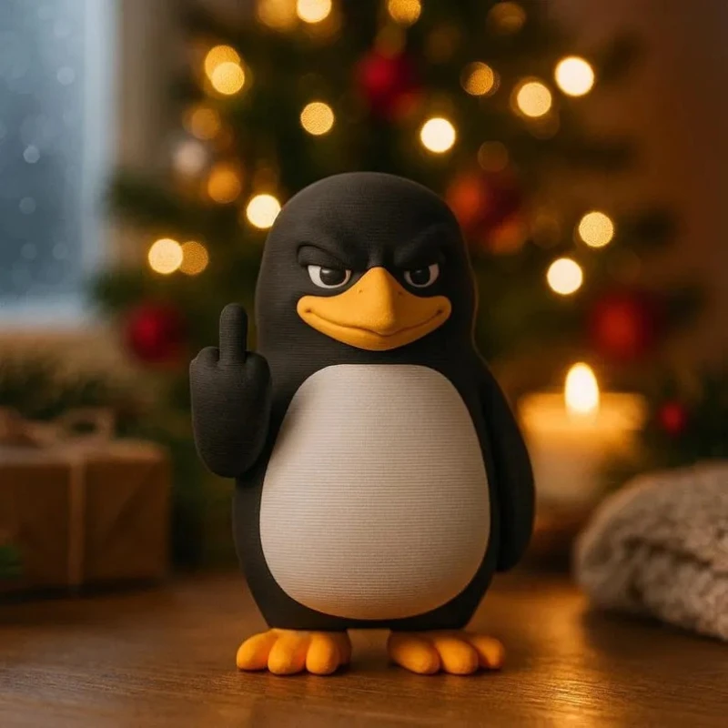 Funny Penguin Home Ornament – Hilarious Cartoon Desktop Decor for Office Workstation Display