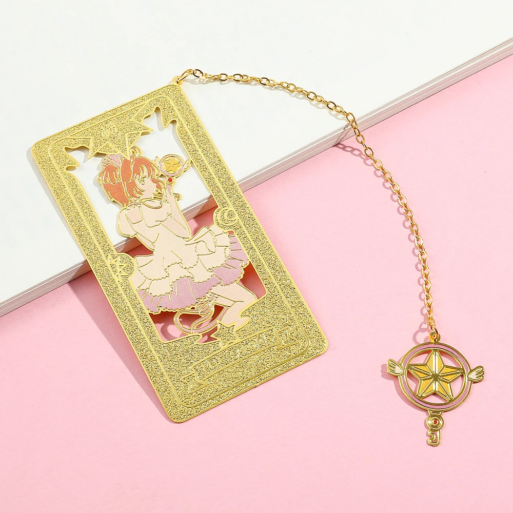 Anime Card Captor Sakura Bookmarks Gift Anime Fans Collection Cherry Metal Bookmarks for Book Lovers Stationery School Supplies