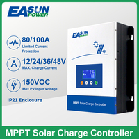 Easun POWER 80A/100A MPPT Solar Charge Controller 12V/24V/36V/48V Battery Charger Max 150VDC Back-light LCD Solar Regulator