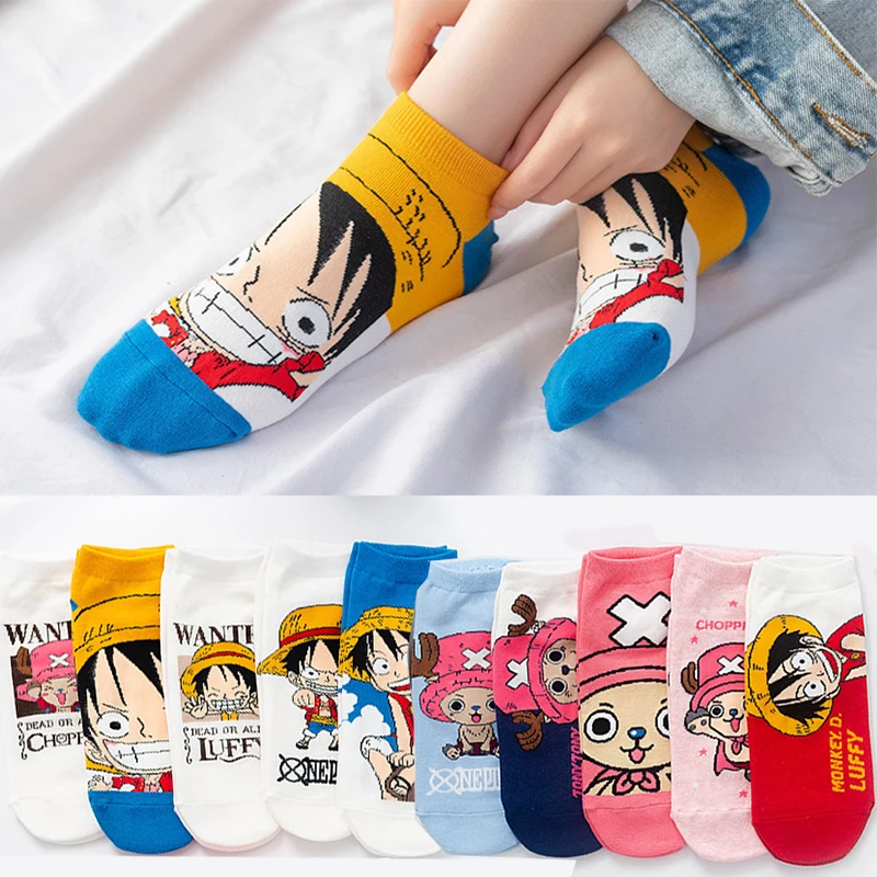 New Anime One Piece Socks Kawaii Luffy Chopper Short Socks Cartoon Spring Autumn Woman Children Socks Boys Gifts