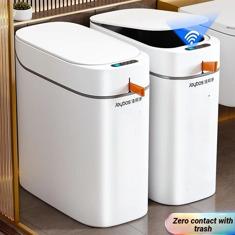 Bathroom Trash Can Hands-Free Automatic Bagging JOYBOS Smart Garbage Bin House With Lid Drawstring Bags Bathroom Toilet Office