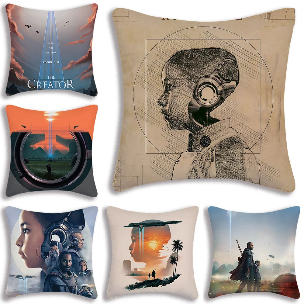 

Movie The Creator Pillow Covers Cartoon Sofa Decorative Home Double-sided Printing Short Plush Cute Cushion Cover