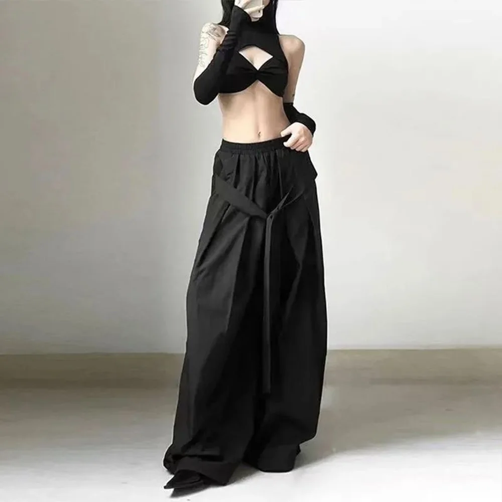 Gothic Y2k Lace-Up Culottes irregolare Casual Hakama Streetwear personalità giapponese Harajuku Culottes abbigliamento uomo Unisex 2024