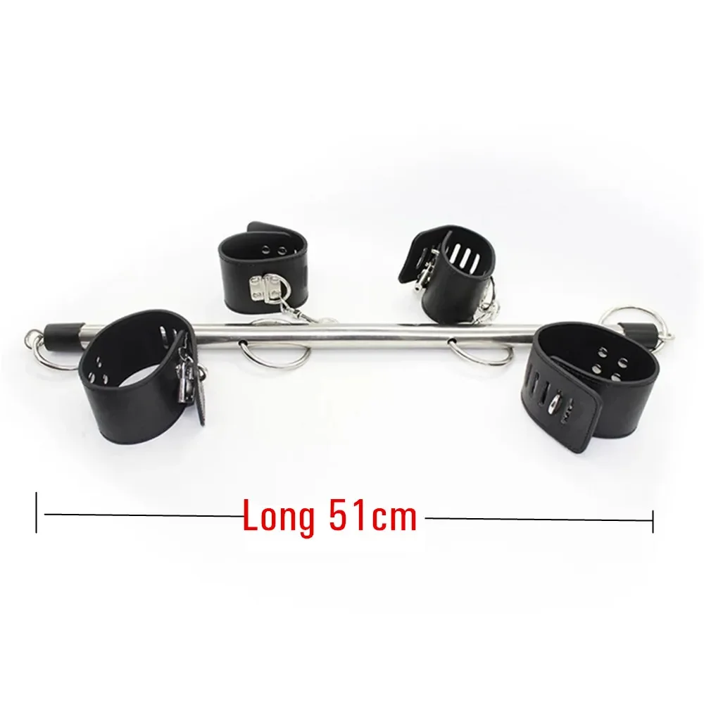 BDSM Kit Leg Spreader Bar Handcuffs Ankle Cuffs Bondage Restraints Slave Open Mouth Gag Sex Toys For Couples Bedroom Adult Games