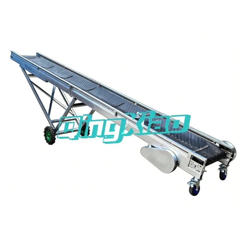 Lightweight Foldable Belt Conveyor Mobile Assembly Line Logistics  Warehouse Loading Large Inclination Conveying High Eff Stable