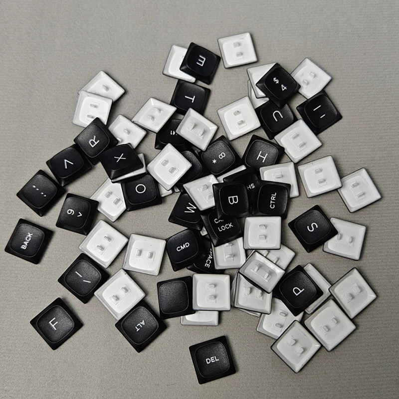 Teclas Chocfox CFX de 70 teclas, teclas PBT transparentes de perfil bajo en blanco y negro para teclado mecánico Kailh Choc V1, teclas ultrafinas 1u