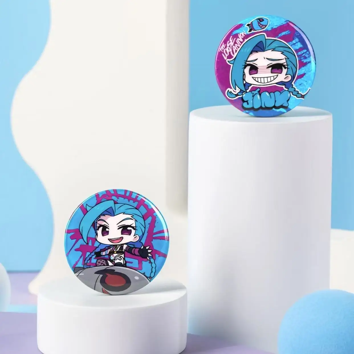 Chibi Series Tin Badge set Blind box Set(8pieces in total) Ahri Jinx Akali Teemo Gwen Seraphine Yasuo Ekko Jhin Orianna - view 3