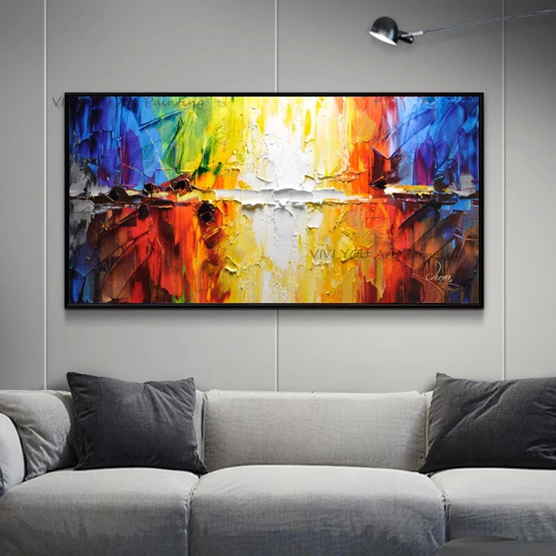 Handpainted Abstract Colorful Oil Painting On Canvas Large Wall Art Textured Home Art Handmade Painting For Living room Decor