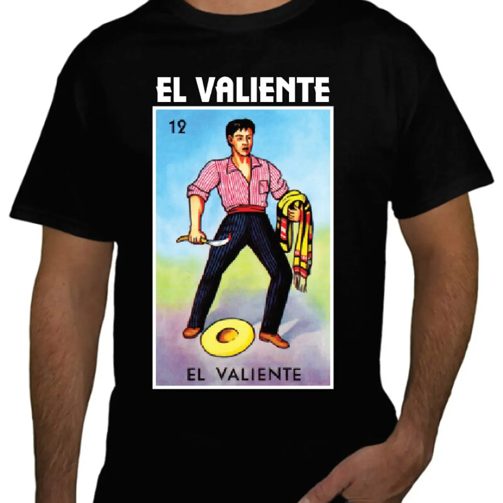 El Valiente Loteria Mexican Bingo T Shirt Celebration Brave vintage Washed Slightly Stretched Comfortable fashion streetwear