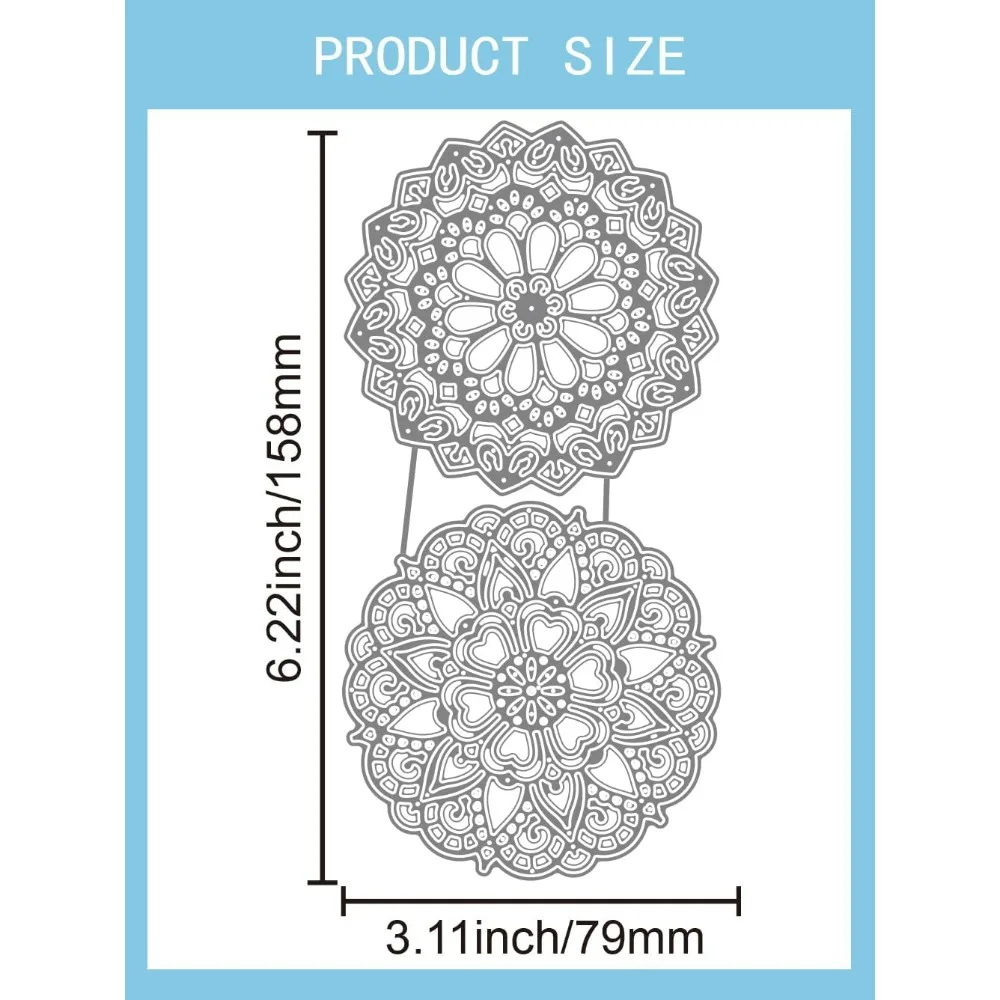 1 Stück Mandala-Blumenprägung, Stanzformen, Mandala-Thema, Kohlenstoffstahl, Stanzformen, Schablonen für DIY Scrapbooking, Fotoalbum